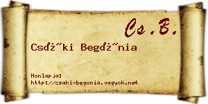 Csáki Begónia névjegykártya